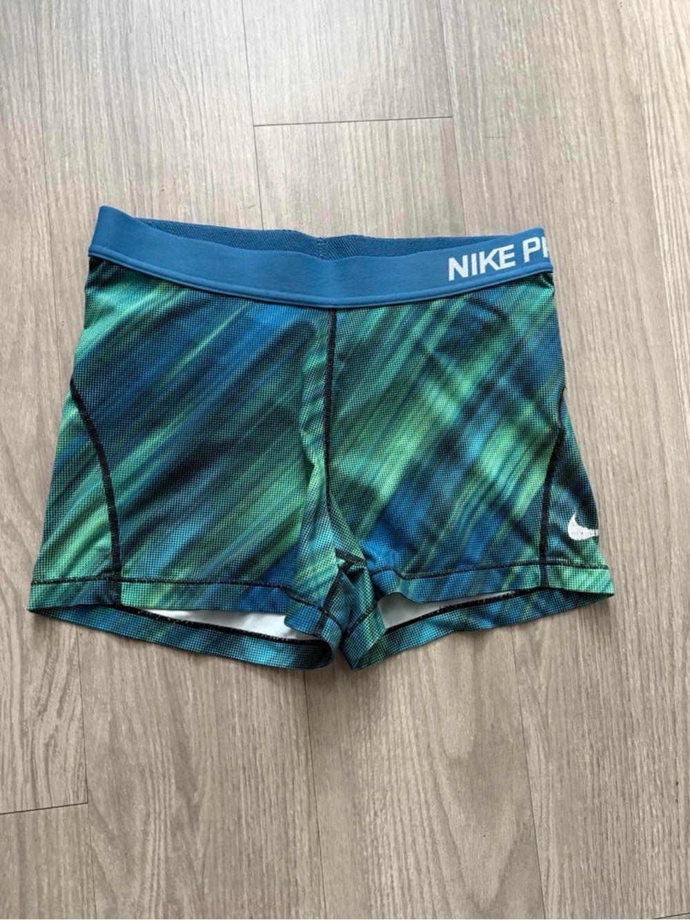 Nike Kids Green-Blue Athletic Swim Trunks